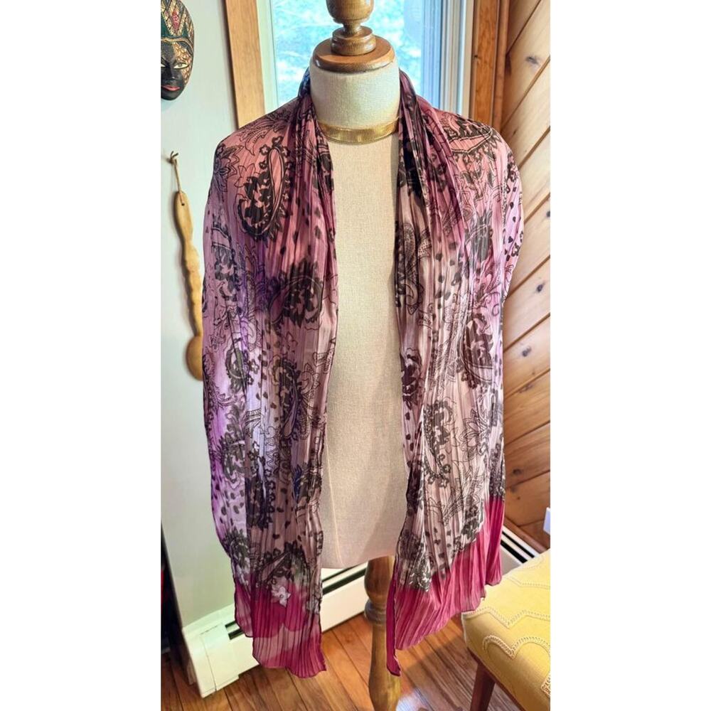 100% Silk Paisley Bead Embroidered Scarf